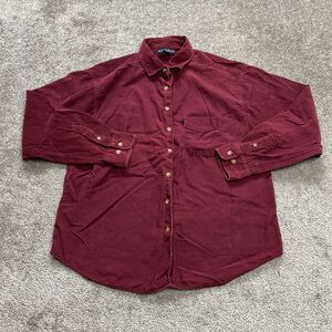 Mountain Lake Button Up Shirt Mens Large Red Long Sleeve Corduroy Soft Adult Top